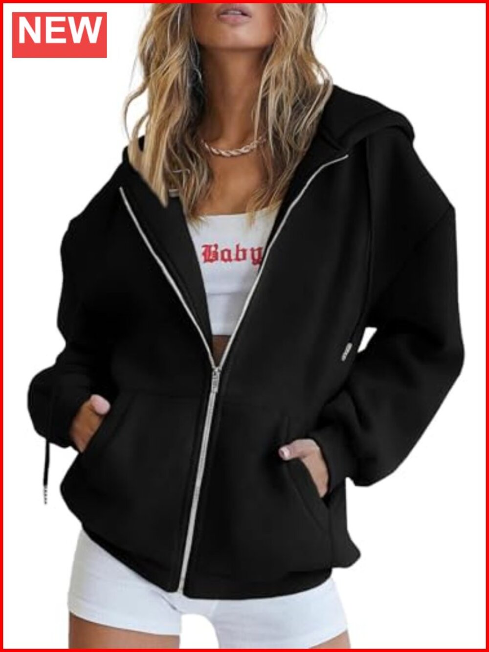 Women's Zip Up Hoodie Sweatshirt Fleece Lined Athletic Jacket Loose Fit